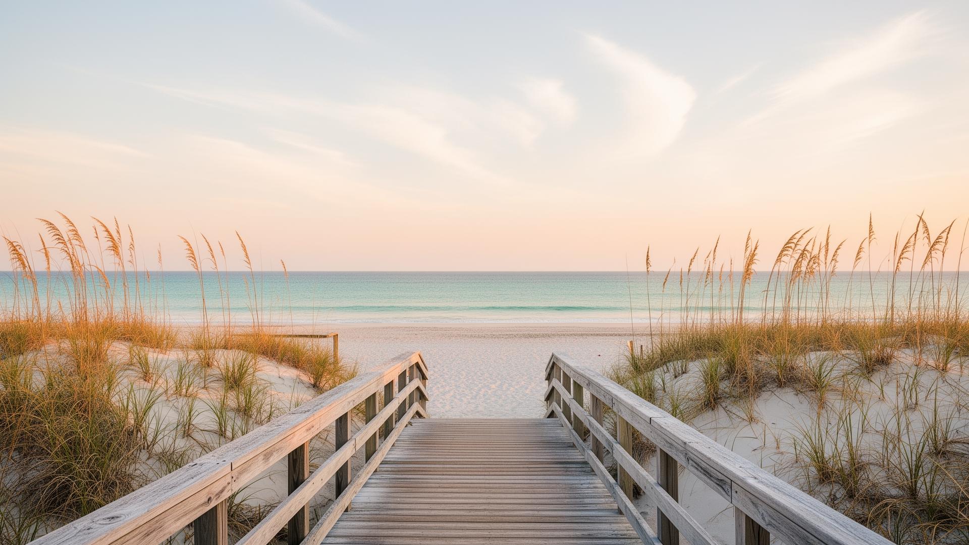 Outer Banks shoreline at golden hour